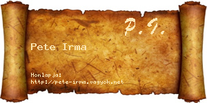 Pete Irma névjegykártya